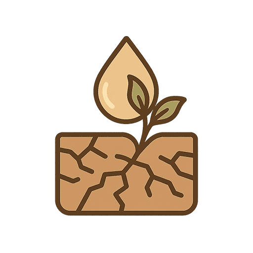 Illustration of hydration drop restoring cracked, dry skin with new plant growth
